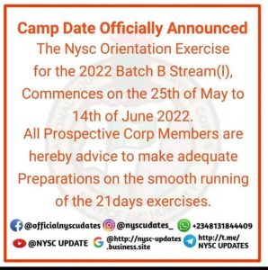 My logo: Nysc orientation course Date
