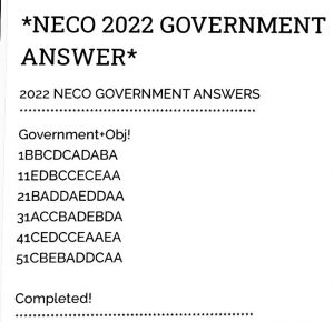 My Logo : NECO Government Questions and Answers